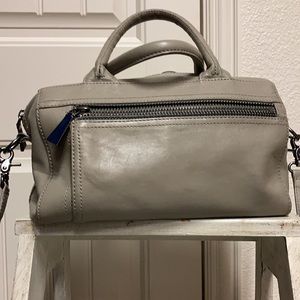 Frye Lena Zip leather satchel gray